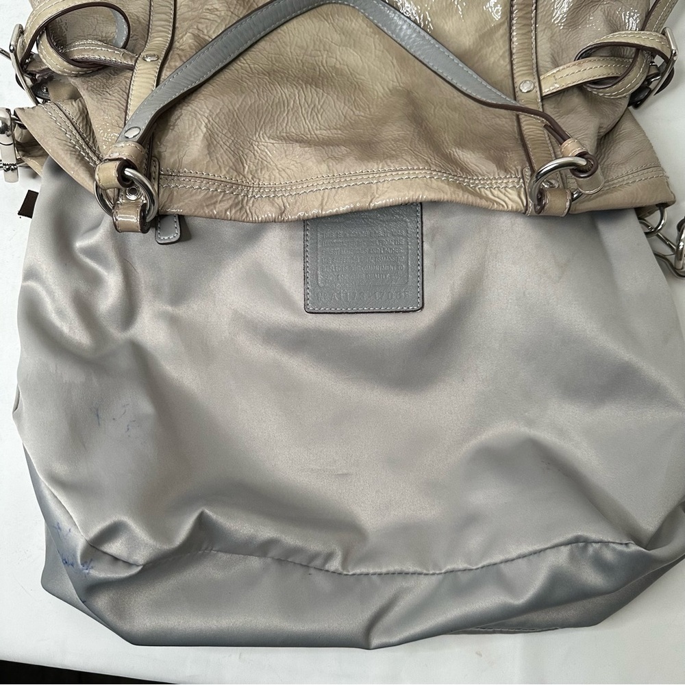 COACH Audrey Andie Large Patent Leather Cinched Tie Perforated Tote Bag - Picture 14 of 16